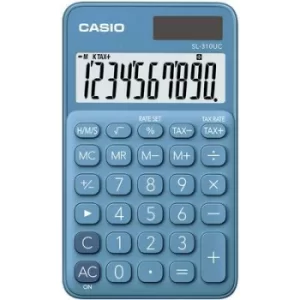 Image of Casio SL-310UC-BU Pocket calculator Blue Display (digits): 10 solar-powered, battery-powered (W x H x D) 70 x 8 x 118 mm