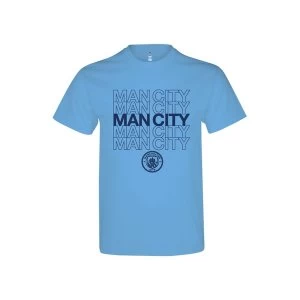 Image of Man City Logo T Shirt Sky Blue Adults M