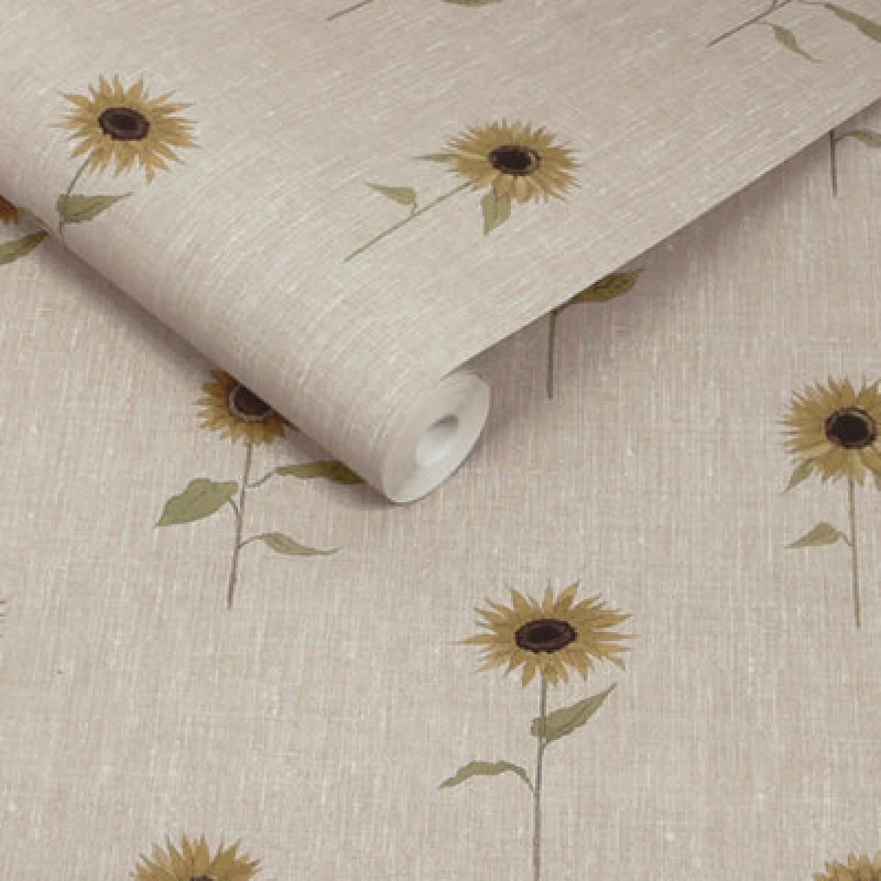 Image of Sophie Allport Sunflowers Woven Wicker Wallpaper
