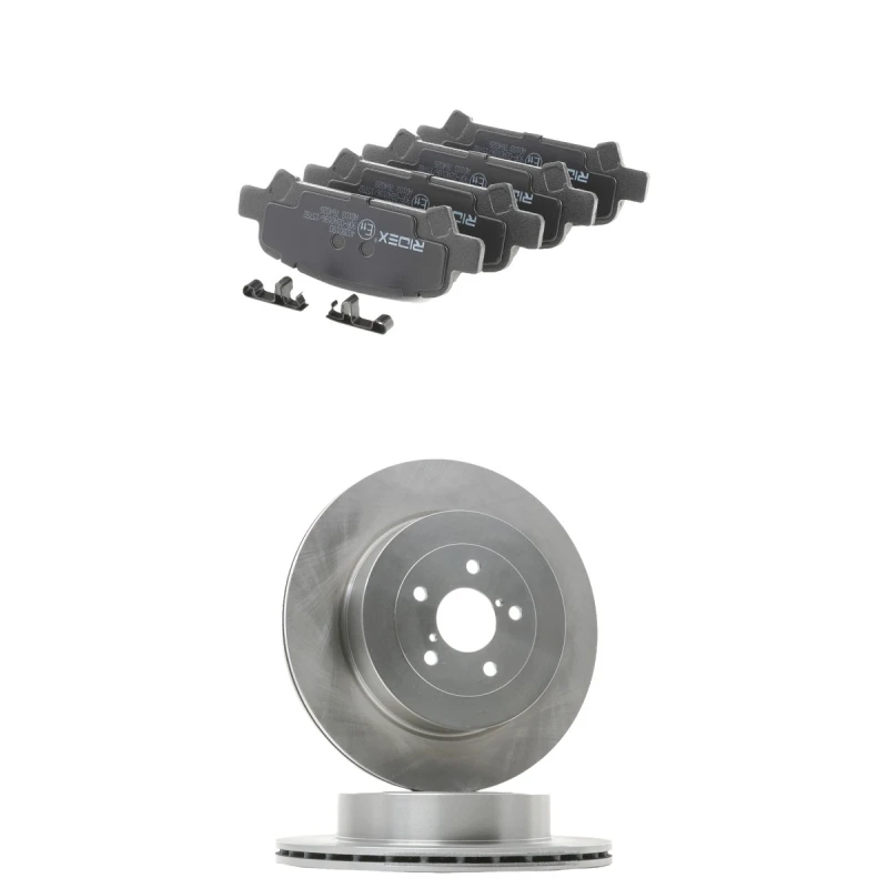 Image of RIDEX 3405B2476 Brake disc and pads set Rear Axle, Brake Disc Type: internally vented, with acoustic wear warning Brake Set,disc brakes (3405)