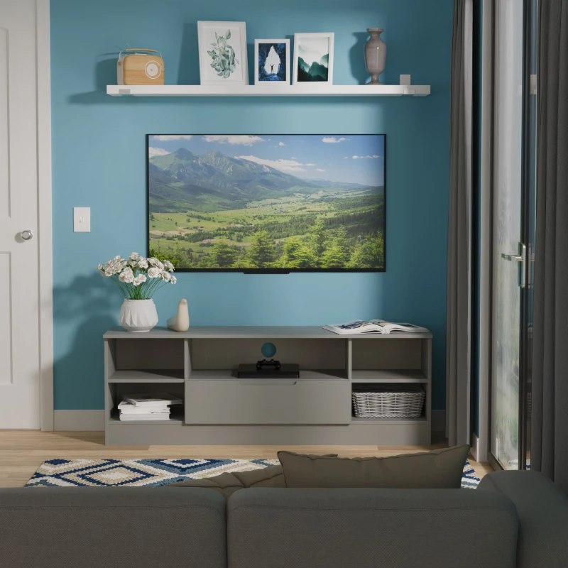 Image of Welcome Furniture Ltd Milan Wide 1 Drawer TV & Media Unit in Dusk Grey - Ready Assembled, Grey MIL212DGDG