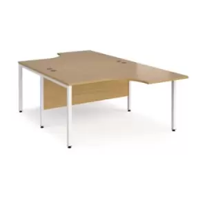 image of Office Desk 2 Person Corner Desk 1400mm Oak Tops With White Frames Maestro 25