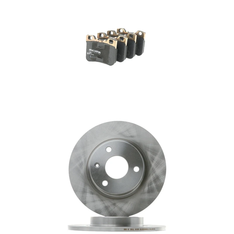 Image of RIDEX 3405B2959 Brake disc and pads set Front Axle, Brake Disc Type: Solid, excl. wear warning contact Brake Set,disc brakes (3405)