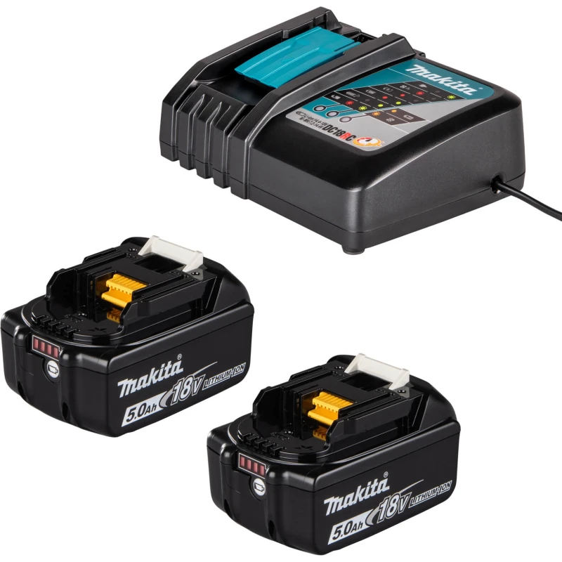 Image of Makita DC18RC 18v Charger and 2 Li-ion Batteries 5ah MAKKIT90 Battery Amp Hours: 5ah