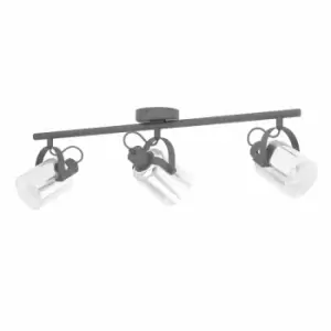 Image of Eglo Smoked Black Glass 3-Spotlight Fitting