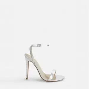 Image of Missguided Basic Barely There Heeled Sandals - Silver