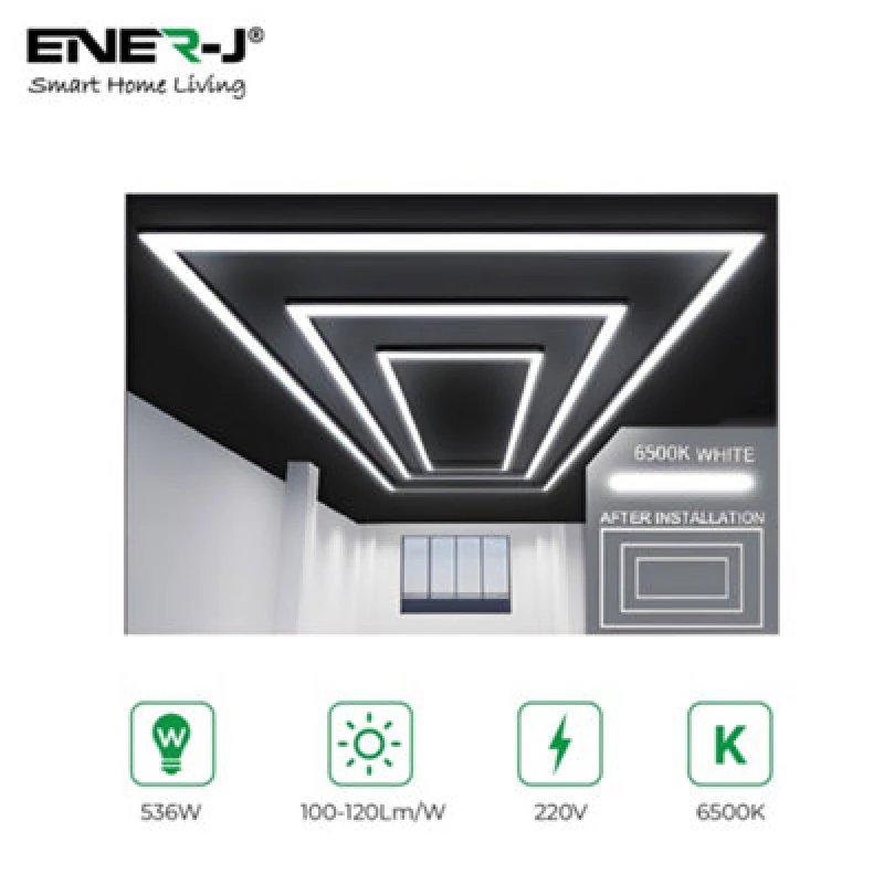 Image of Ener-J 536W Designer Ceiling Light 3 Rectangle Inner Frame Border Cct Switchable Black 240V