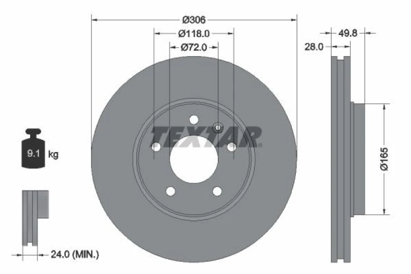 Image of Brake disc TEXTAR 92116005
