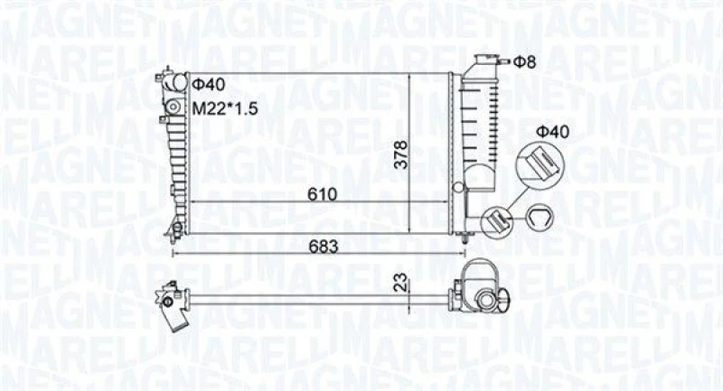 Image of MAGNETI MARELLI Engine radiator MAGNETI MARELLI 350213189500