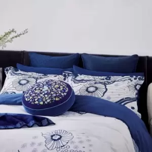 Image of Ted Baker Navy Swirl Floral Super Kingsize Duvet Cover, Navy