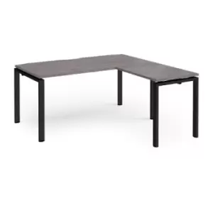 Image of Adapt desk 1600mm x 800mm with 800mm return desk - Black frame and grey oak top