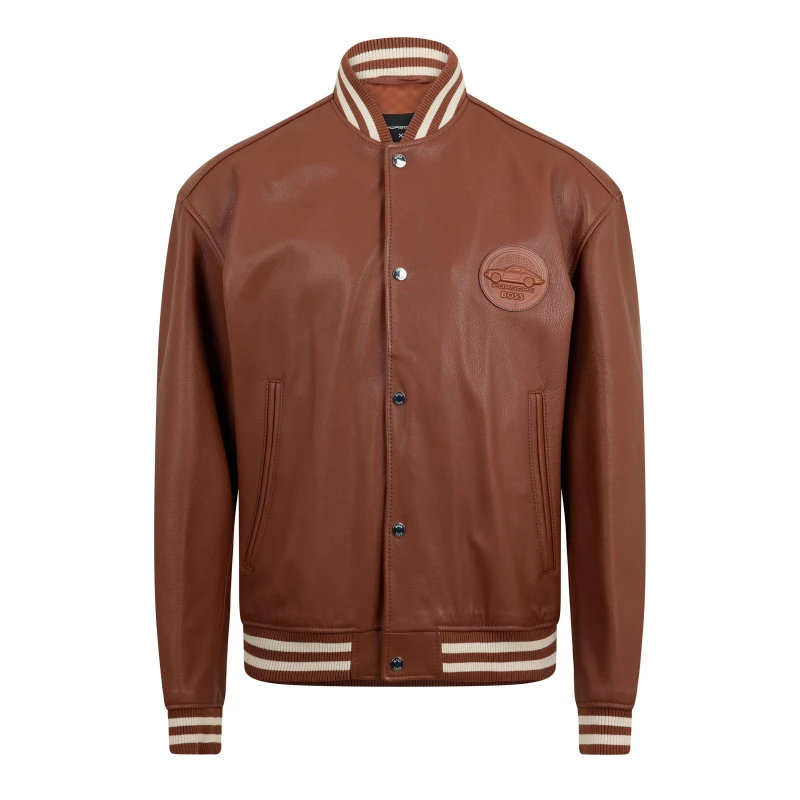 Image of Boss Mens MorloPs Leather Jacket Rust/Copper male 40 (50)