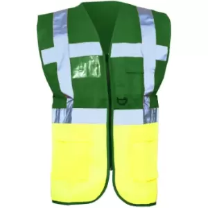 Image of Yoko Hi-Vis Premium Executive/Manager Waistcoat / Jacket (3XL) (Green/Hi Vis Yellow) - Green/Hi Vis Yellow