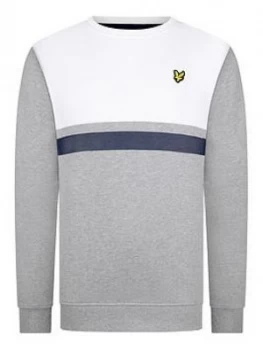 Image of Lyle & Scott Boys Yoke Stripe Crew Sweat - Grey, Size 9-10 Years
