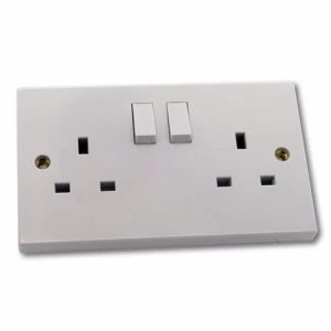 image of ESR 2G 13A White 230V UK 3 Pin Switched Electric Wall Socket