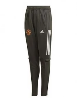 Image of Boys, adidas Youth Manchester United 20/21 Training Pant - Black , Green, Size 9-10 Years