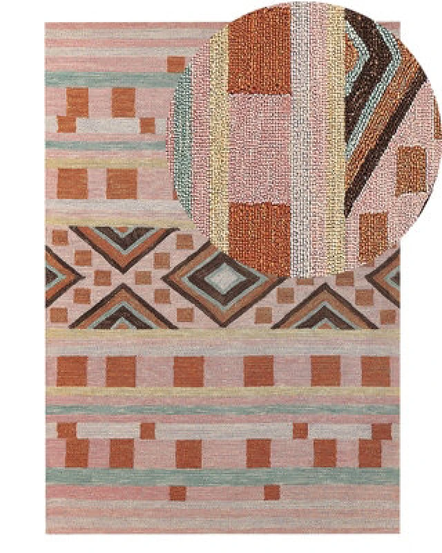 Image of Beliani Rug Yomra Multicolour 140 X 200 Cm Wool