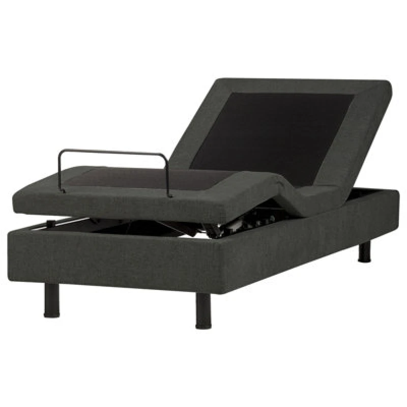 Image of Beliani Adjustable Bed Without Headboard Fabric Duke Ii 80 X 200 Cm (Eu Small Single) Dark Grey