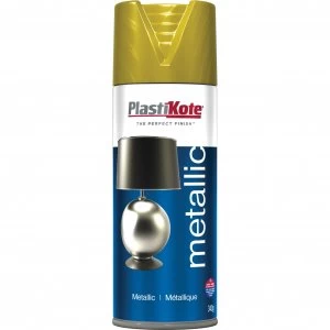 image of Plastikote Metallic Aerosol Spray Paint Brass 400ml