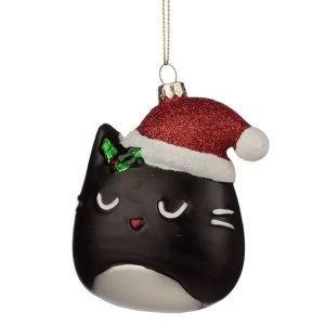 Image of Feline Fine Cat Head Glass Christmas Bauble Decoration