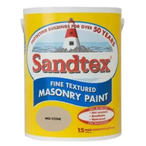 Image of Sandtex Textured Masonry Paint, 5L, Mid Stone