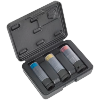 Image of Sealey 3 Piece 1/2" Drive Ultra Power Impact Socket Set for Alloy Wheels 1/2"