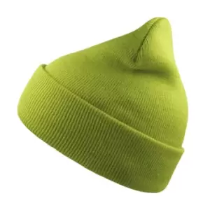 Image of Atlantis Wind Double Skin Beanie With Turn Up (One Size) (Lime)