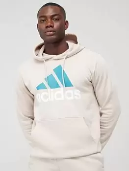 Image of adidas Big Logo Fleece Overhead Hoodie - Beige, Beige, Size XS, Men