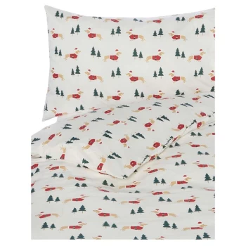 image of Linea Cecil dog print duvet set - Off White