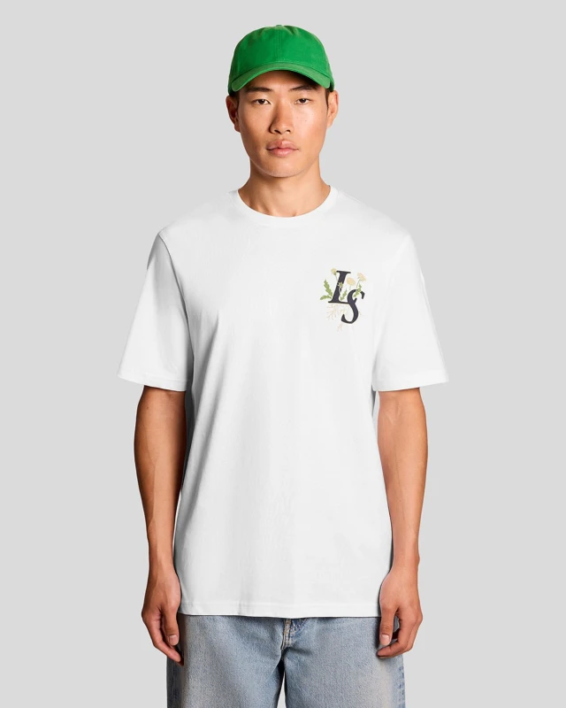 Image of Lyle & Scott Mens Botanical Graphic T-Shirt in White