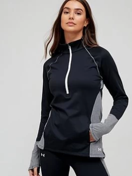 Image of Under Armour Training Coldgear 1/2 Zip Top - Black/White, Size S, Women