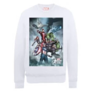 Image of Marvel Avengers Assemble Team Montage Sweatshirt - White - XXL