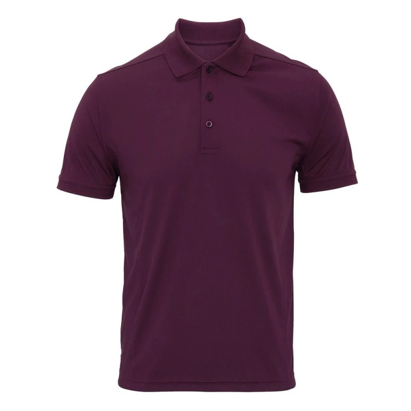 Image of Premier Premier Men Coolchecker Pique Polo Shirt in Aubergine Size: Small Aubergine S Male 5063527056344