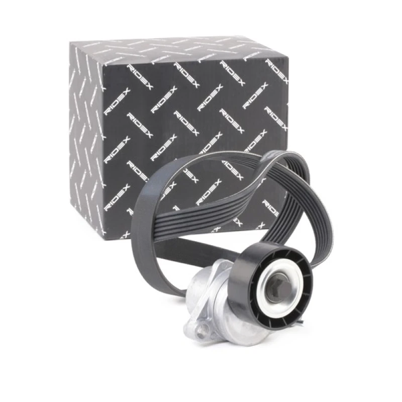 Image of RIDEX 542R0187 V-ribbed belt set Check alternator freewheel clutch & replace if necessary V-Ribbed Belt Set (542)