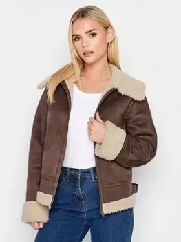Image of PixieGirl Petite Aviator Jacket, Brown, Size 12, Women