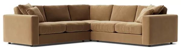 image of Swoon Althaea Velvet 5 Seater Corner Sofa - Biscuit