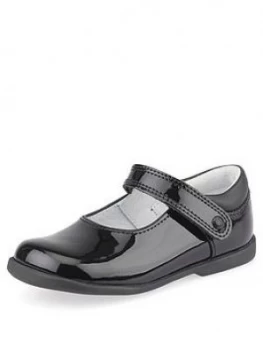 Image of Start-Rite Girls Slide School Shoes - Black Patent
