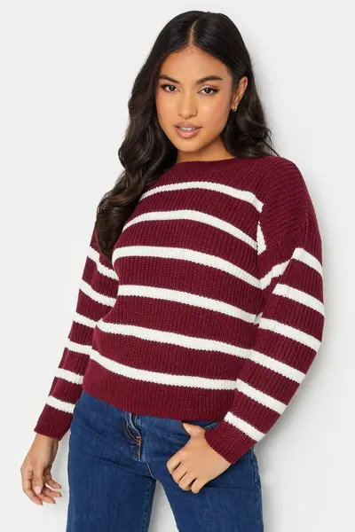 image of PixieGirl Petite Stripe Jumper Burgundy