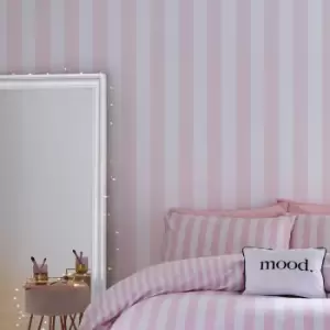 Image of Stripe Tease Wallpaper Muriva Modern Contemporary Pink White Teenager - Sassy B