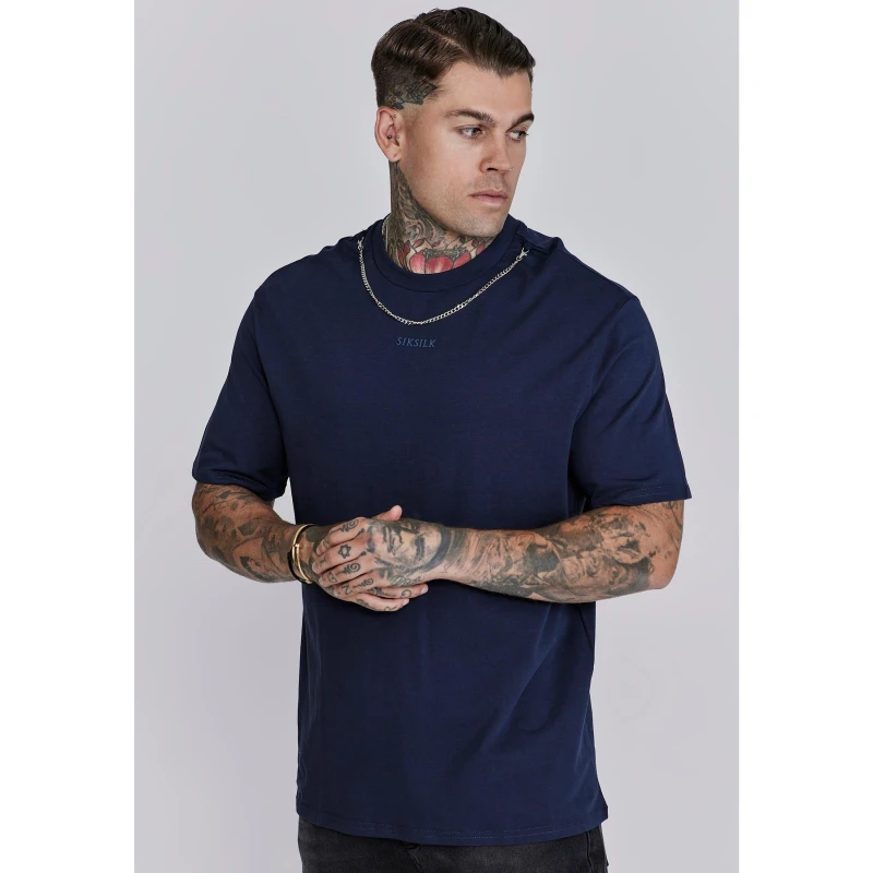 Image of SikSilk Oversized Chain T-Shirt - Blue Blue S