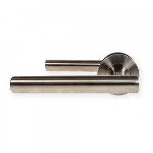 image of LocksOnline Atlanta Stainless Steel Door Lever Handle on Rose