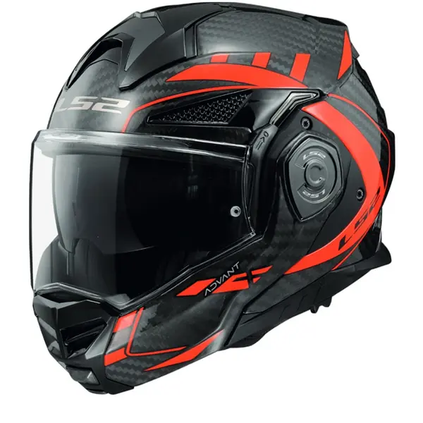 Image of LS2 FF901 Advant X Carbon Future Glossy Red Modular Helmet Size S