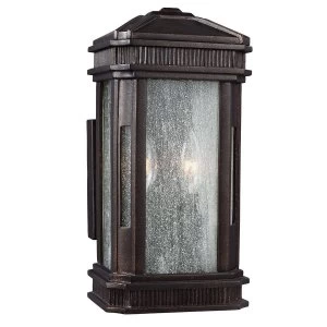 image of 2 Light Outdoor Small Wall Lantern Light Bronze IP44, E14