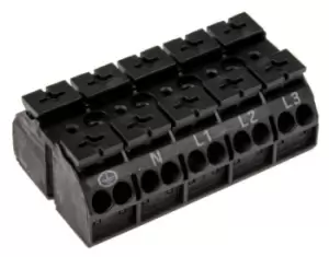 image of Wago 5 Way Non-Fused Terminal Block, 0.5 4 mm, 32A, Spring Cage Terminals, 500 V