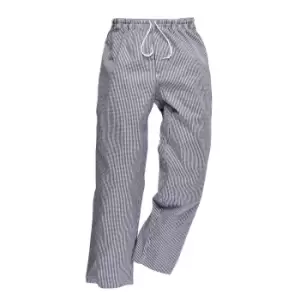 Image of Portwest C079 Bromley Chef Trousers Blue / White 2XL 33"