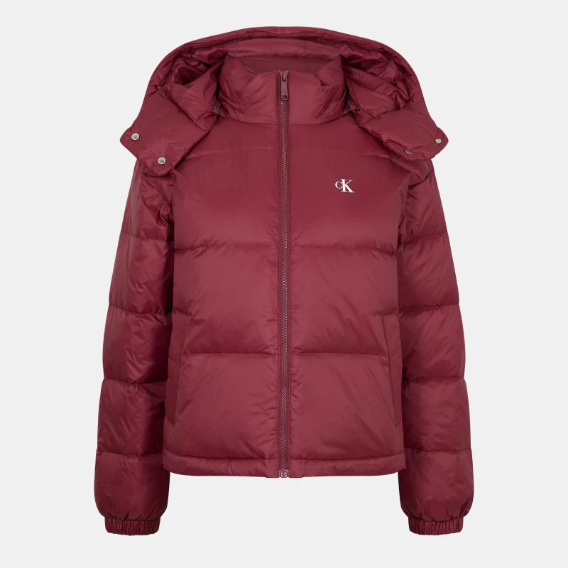 Image of Calvin Klein Jeans Womens CKJ Esl Mid Puff Short Puffer Jacket Tawny Port female 14 (L)