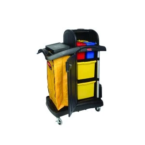 Image of Rubbermaid Secure Microfibre Cart With Hood Assembled Black R052002