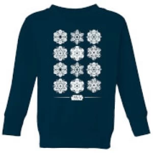 Image of Star Wars Snowflake Kids Christmas Sweatshirt - Navy - 11-12 Years