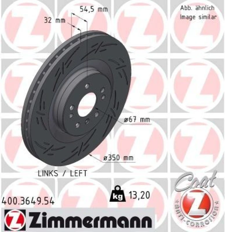 Image of ZIMMERMANN Brake disc ZIMMERMANN 400.3649.54
