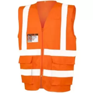 Image of SAFE-GUARD by Result Unisex Adult Executive Mesh Safety Hi-Vis Vest (XL) (Fluorescent Orange)